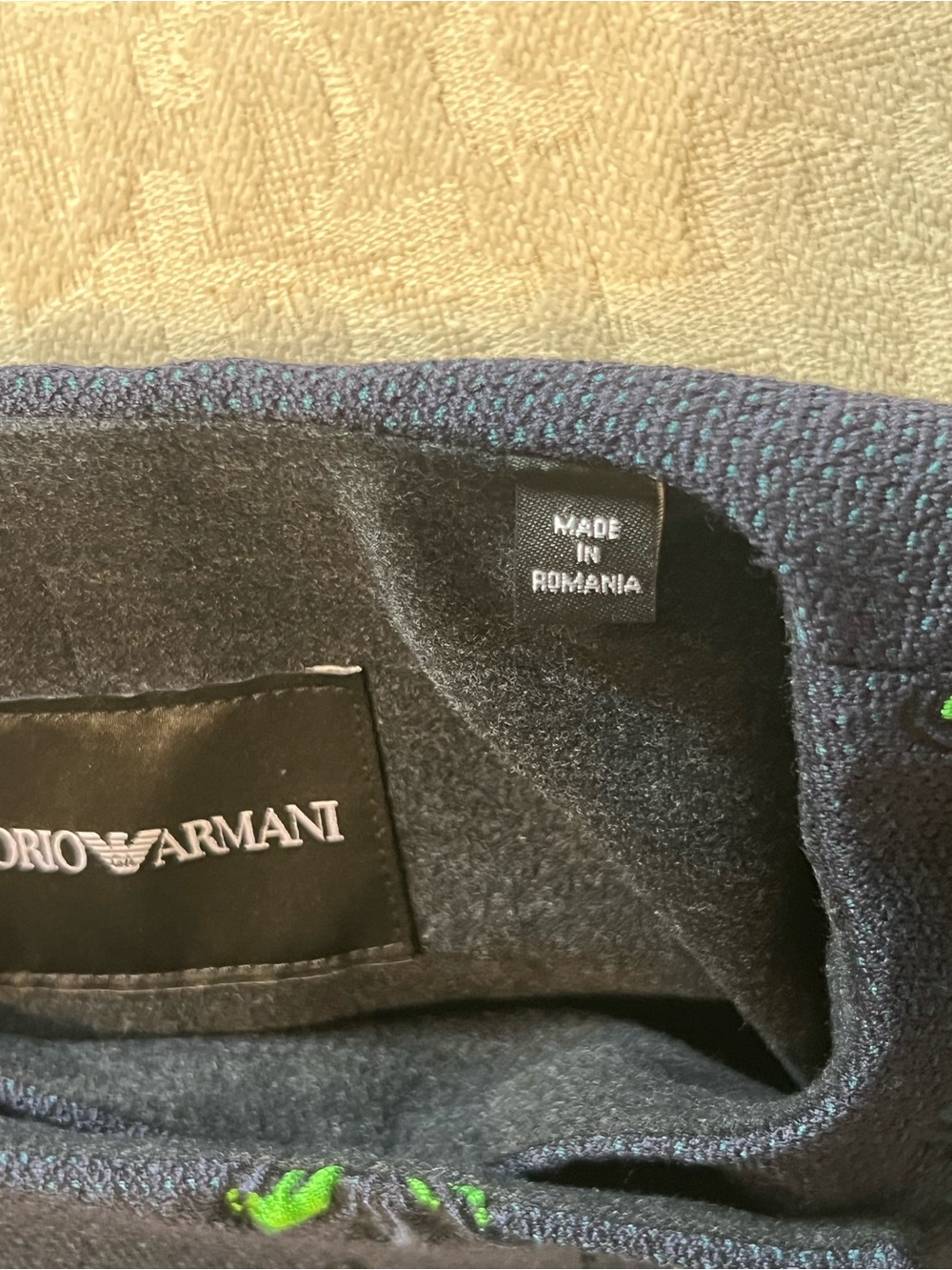 Emporio Armani Navy Jacket with Green Embroidered Motifs - Picture 7 of 12